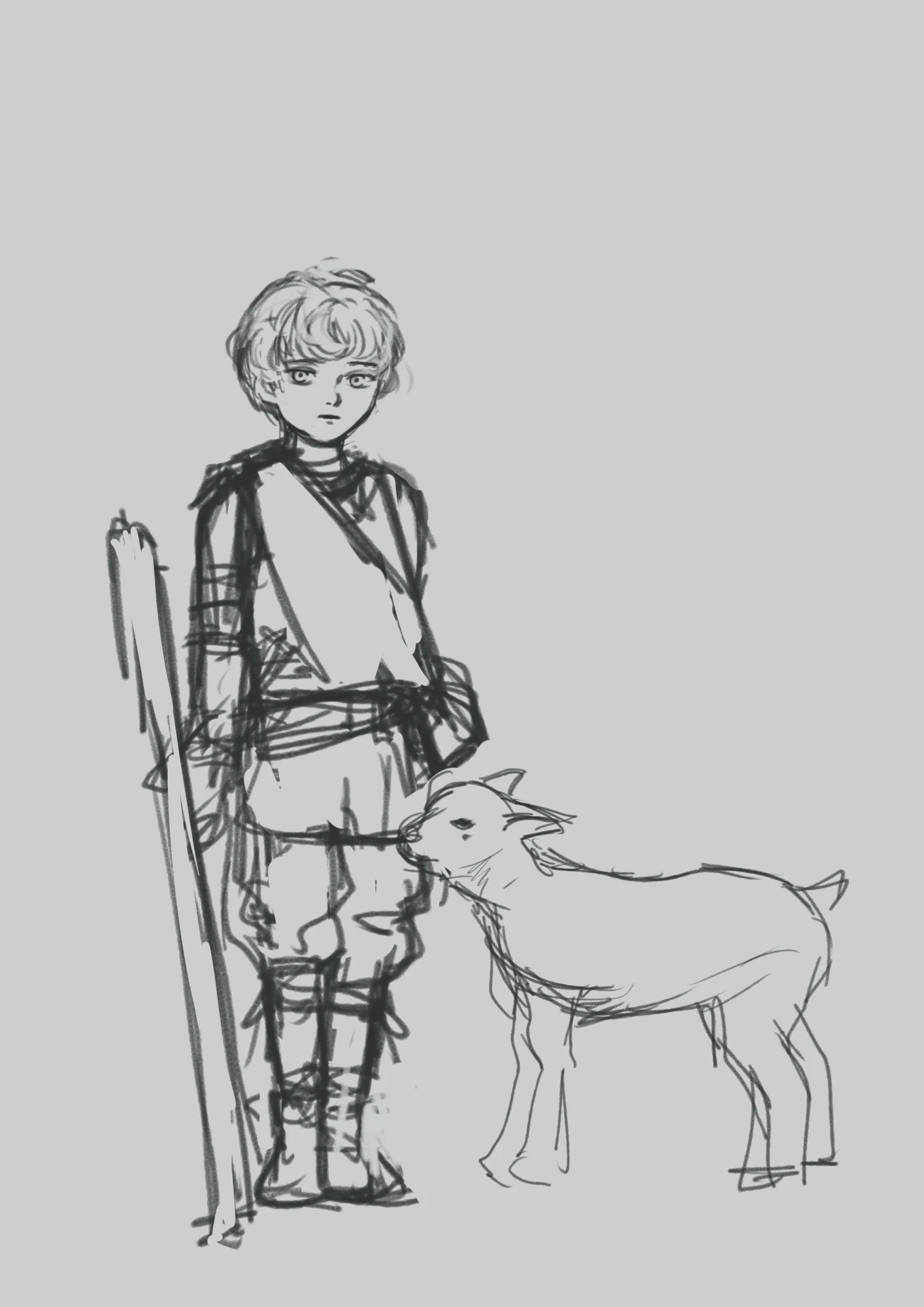杖と子鹿