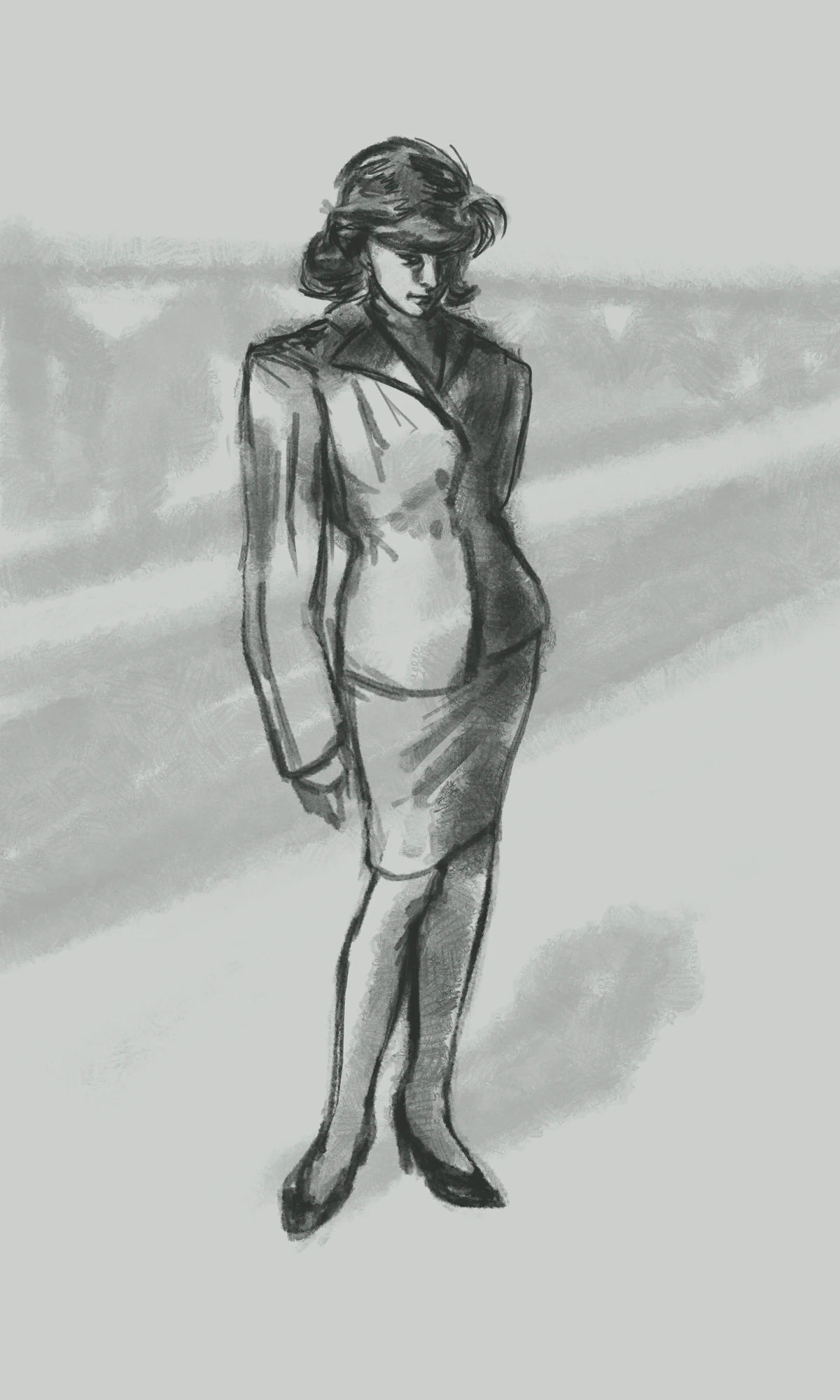 並木道の女性